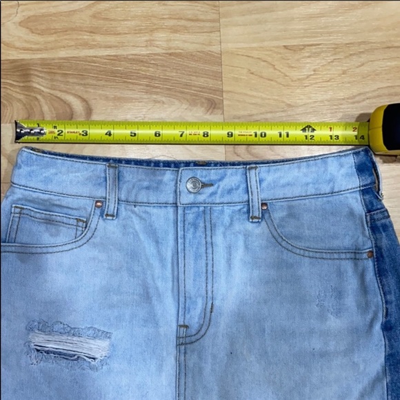 PACSUN TWO TONE CUT OFF DENIM SKIRT - Picture 8 of 8